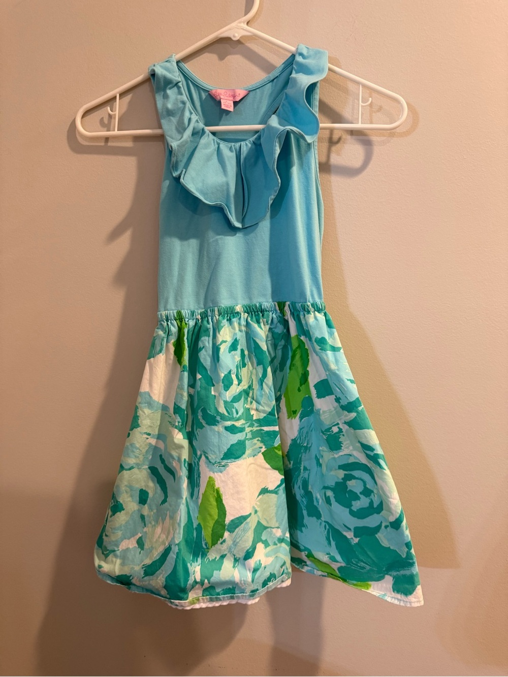 Lilly Pulitzer ' Aqua Ruffle Tank Floral Skirt Dress